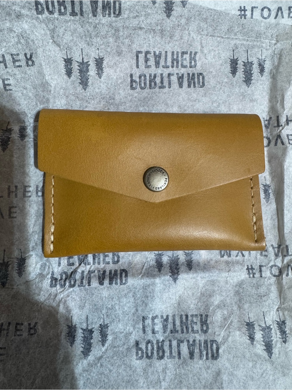Portland Leather Mustard Tan Card Wallet with Snap Closure